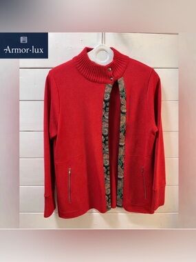 ARMOR-LUX Knit Cardigan Jacket – Red – 4 XL